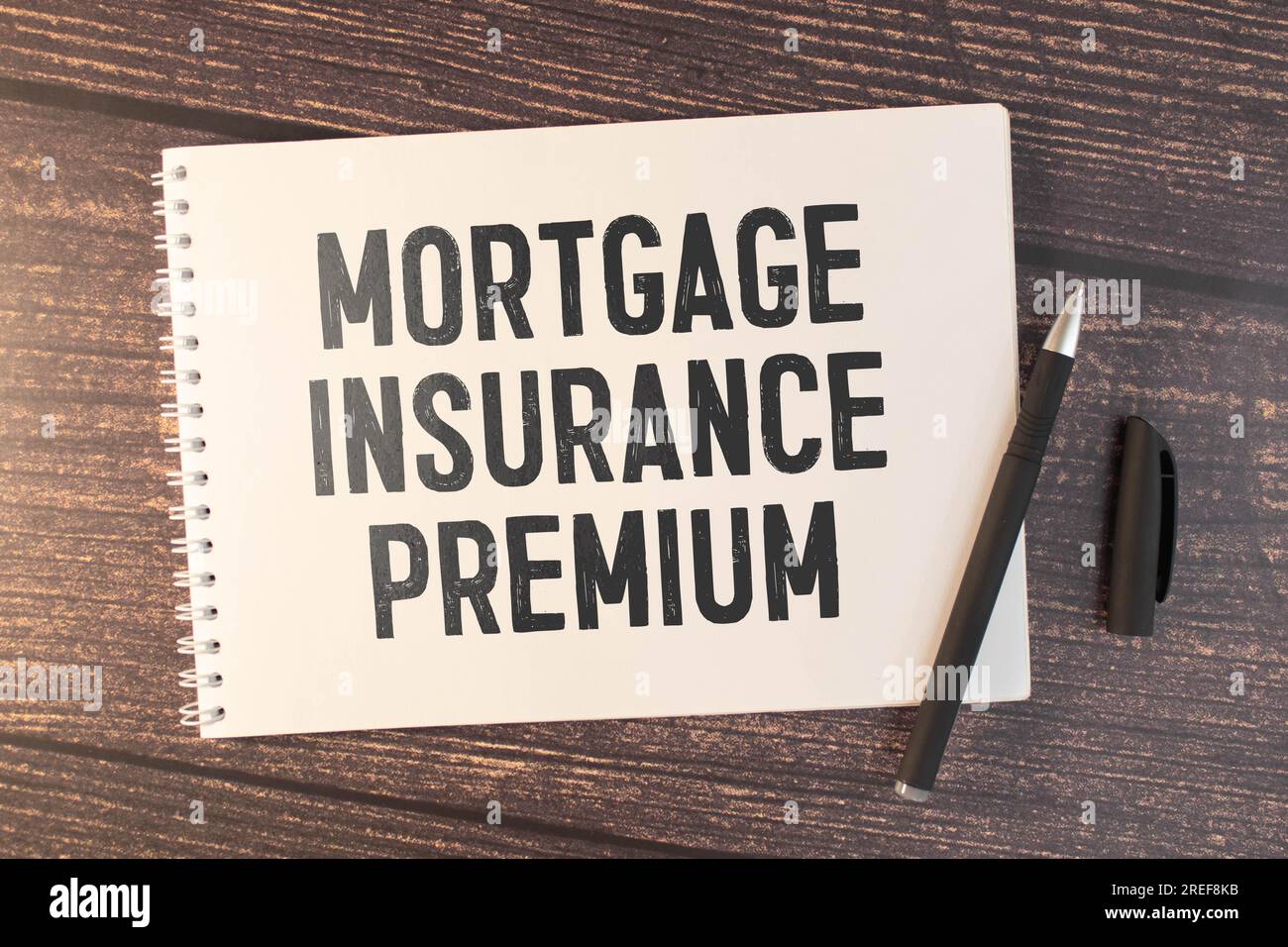 Concept d'affaires sur Prime d'assurance hypothécaire avec inscription sur la feuille. Banque D'Images