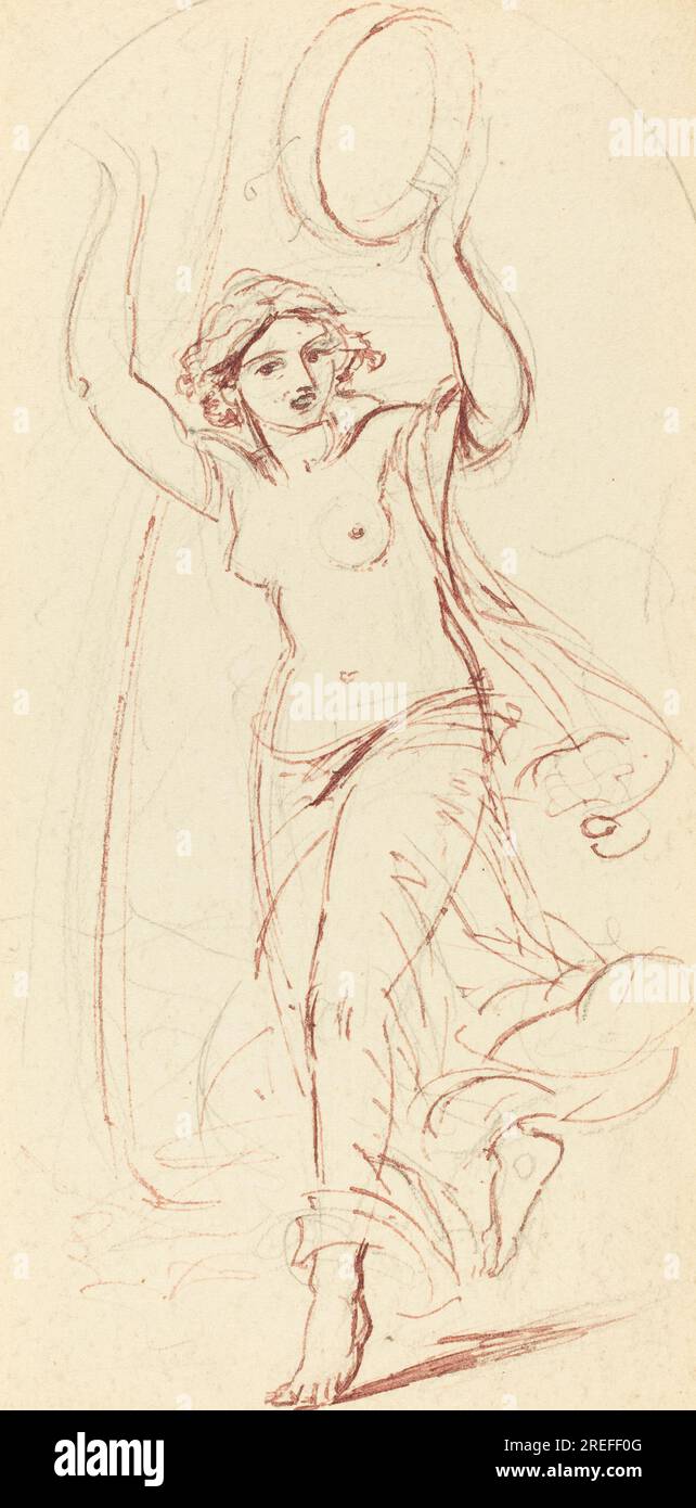 « William Edward Frost, Dancing Woman with a Tambourin, 0, plume et encre rouge sur graphite sur papier tissé, feuille : 17,9 x 12,7 cm (7 1/16 x 5 in.), Joseph F. McCrindle Collection, 2009.70.123 » Banque D'Images