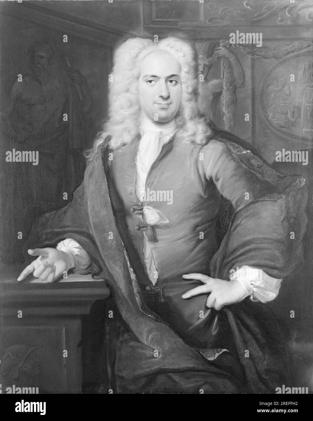 Portrait de een persoon genaamd Willem Roell (1700-1775) 1729 par Cornelis Troost Banque D'Images