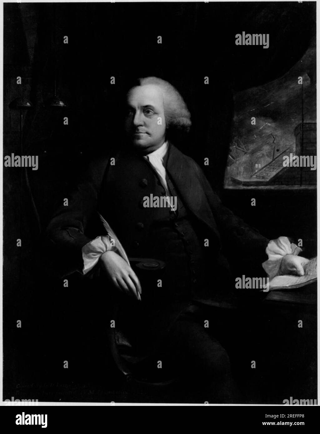 Benjamin Franklin (1706-1790), d'après Mason Chamberlin (1727-1787) 1855 de George Dunlop Leslie Banque D'Images