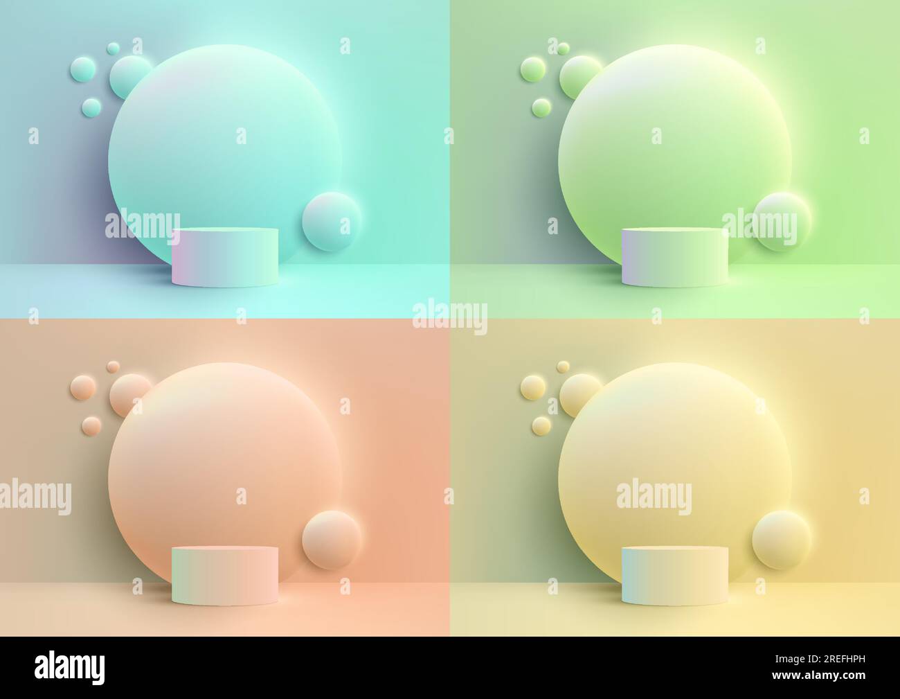 Couleurs pastel et minimalisme moderne dans ce podium vitrine réaliste en 3D. Avec un fond de cercle et un design élégant, cette illustration vectorielle est parfaite Illustration de Vecteur