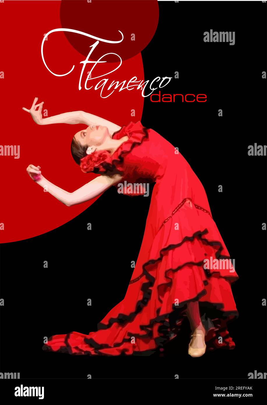 Belle jeune femme dansant le flamenco. Illustration 3d vectorielle Illustration de Vecteur