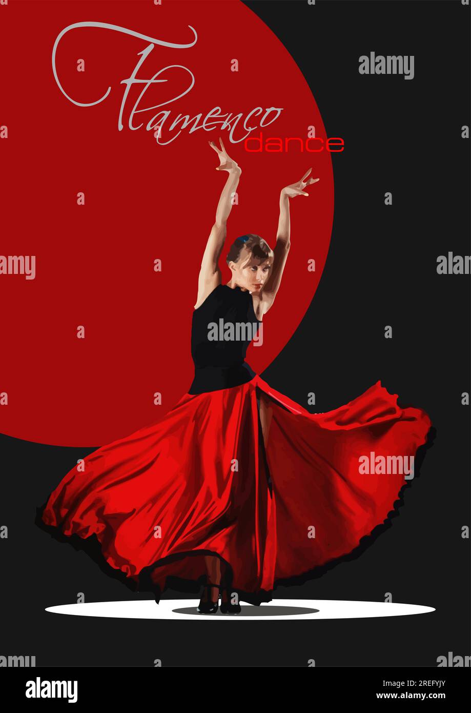 Belle jeune femme dansant le flamenco. Illustration 3d vectorielle Illustration de Vecteur