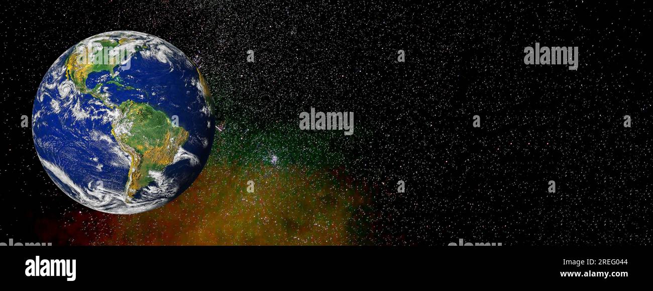Planète terre sur un ciel coloré avec des étoiles et copyspace.Eléments de cette image fournis par la NASA Banque D'Images