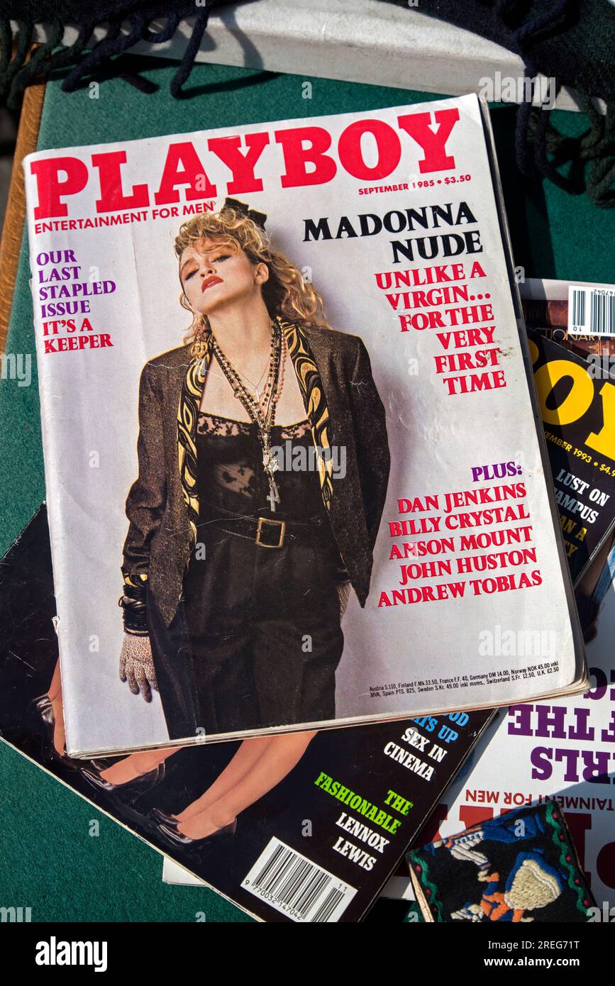 Madonna apparaît en couverture du numéro de septembre 1985 du magazine Playboy. Banque D'Images