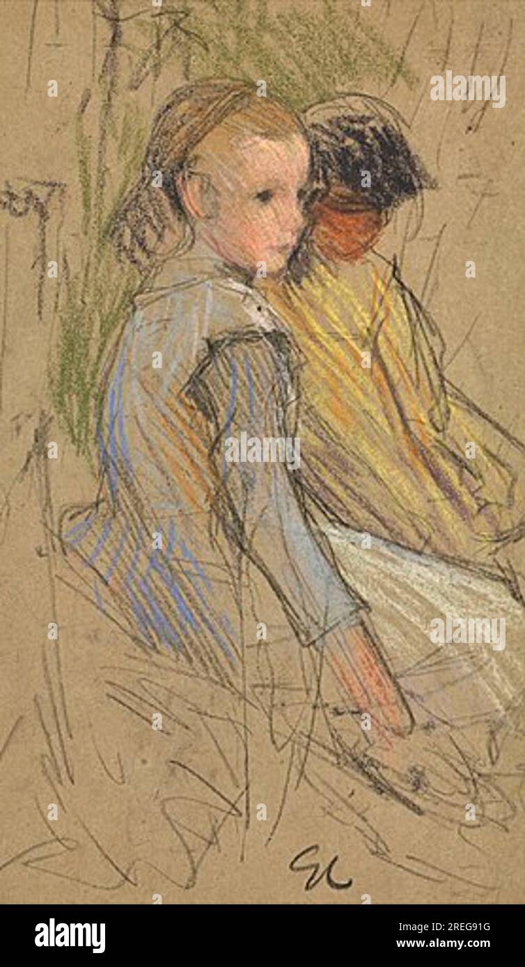 Etude de deux filles par George Clausen Banque D'Images