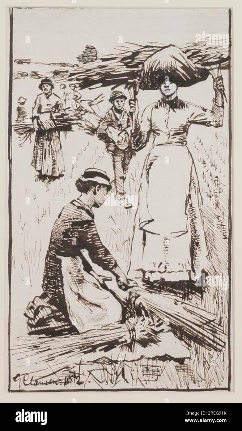 Gleaners - Sir George Clausen 1882 par George Clausen Banque D'Images