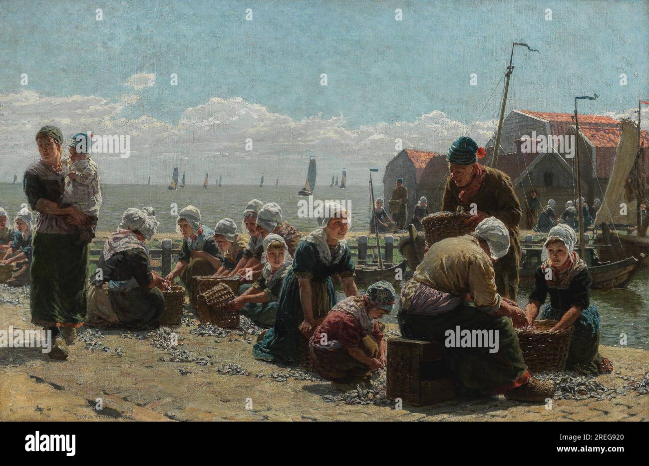 Tri de la prise, Volendam 1877 par George Clausen Banque D'Images