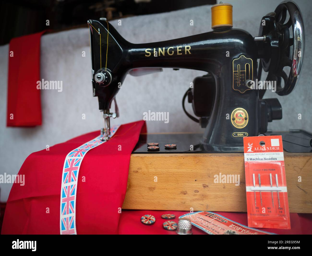 Machine à coudre Singer vintage 99K. Banque D'Images