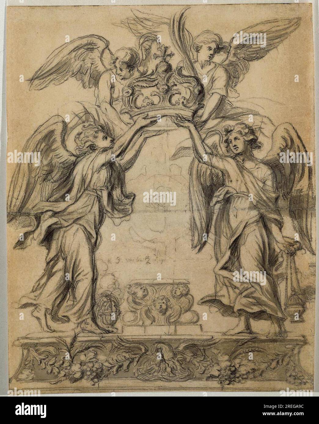 Conception d'un baldachin, également appelé trône d'anges entre environ 1596 et environ 1675 17e siècle (1 janvier 1601 - 31 décembre 1700) par Abraham van Diepenbeeck Banque D'Images