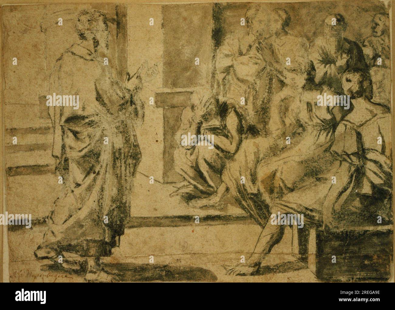 Apôtre prêchant à un public entre environ 1596 et environ 1675 17e siècle (1 janvier 1601 – 31 décembre 1700) par Abraham van Diepenbeeck Banque D'Images