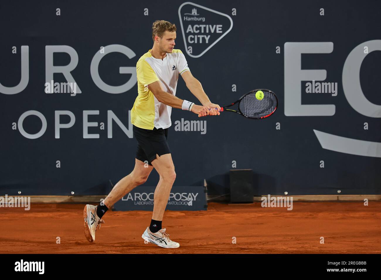 Hambourg, Hambourg, Allemagne. 27 juillet 2023. Yannick Hanfmann (GER) - HAMBURG EUROPEAN OPEN - Hamburg - Homme tennis, ATP500, 27.7,2023, Hamburg (tennis am Rothenbaum), Germany, Foto : Mathias Schulz (image de crédit : © Mathias Schulz/ZUMA Press Wire) À USAGE ÉDITORIAL UNIQUEMENT! Non destiné à UN USAGE commercial ! Banque D'Images