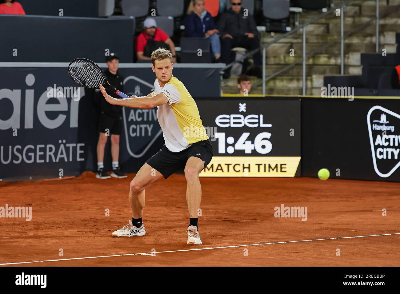 Hambourg, Hambourg, Allemagne. 27 juillet 2023. Yannick Hanfmann (GER) - HAMBURG EUROPEAN OPEN - Hamburg - Homme tennis, ATP500, 27.7,2023, Hamburg (tennis am Rothenbaum), Germany, Foto : Mathias Schulz (image de crédit : © Mathias Schulz/ZUMA Press Wire) À USAGE ÉDITORIAL UNIQUEMENT! Non destiné à UN USAGE commercial ! Banque D'Images