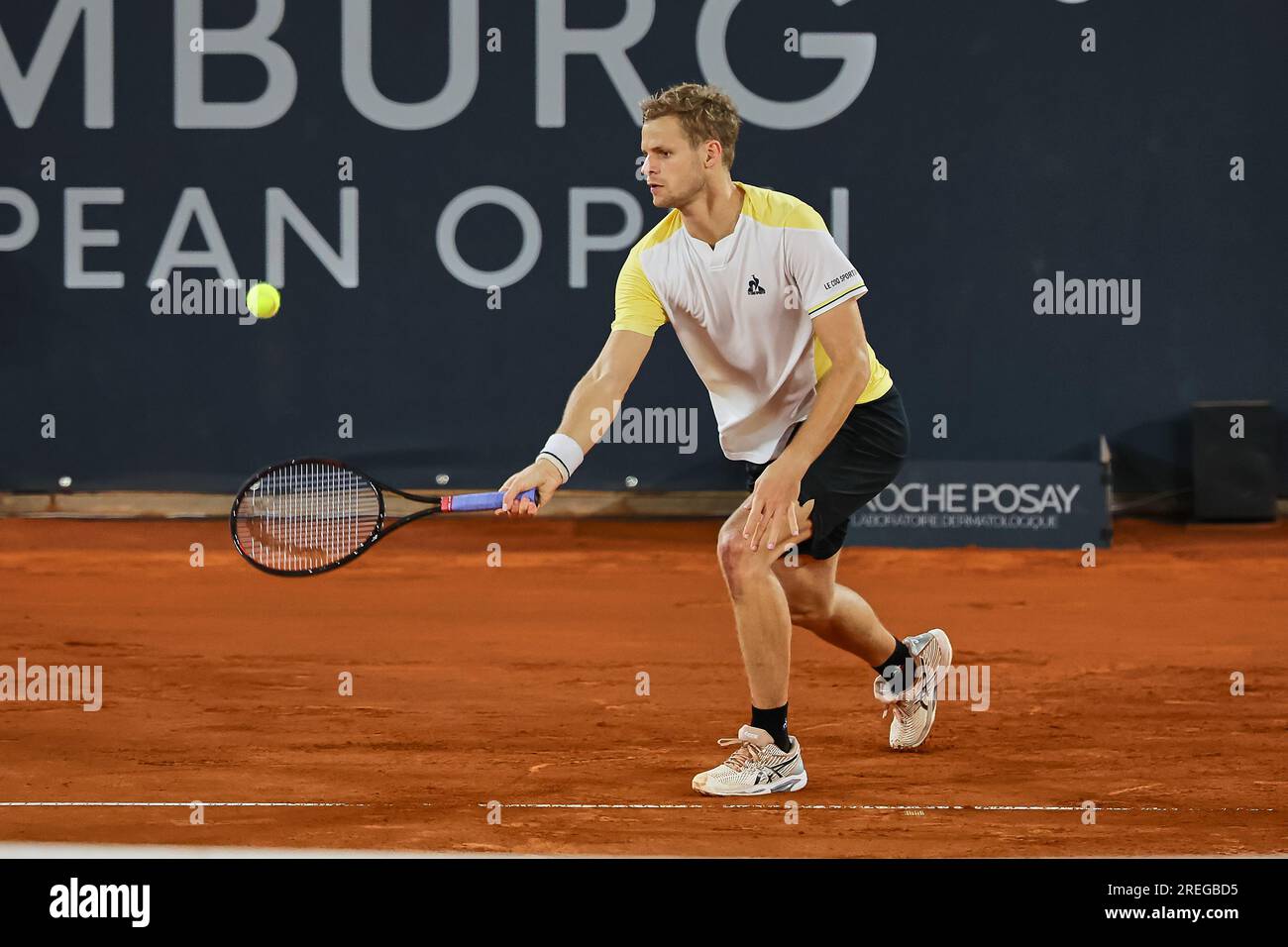 Hambourg, Hambourg, Allemagne. 27 juillet 2023. Yannick Hanfmann (GER) - HAMBURG EUROPEAN OPEN - Hamburg - Homme tennis, ATP500, 27.7,2023, Hamburg (tennis am Rothenbaum), Germany, Foto : Mathias Schulz (image de crédit : © Mathias Schulz/ZUMA Press Wire) À USAGE ÉDITORIAL UNIQUEMENT! Non destiné à UN USAGE commercial ! Banque D'Images