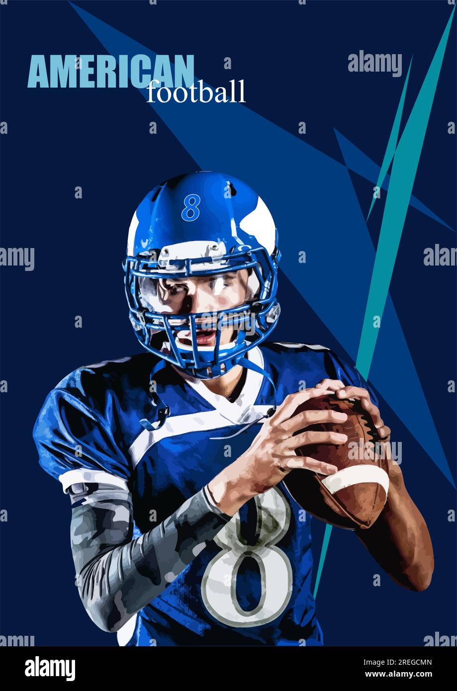 Image d'un joueur de football américain. Affiche. Illustration de Vector 3D Illustration de Vecteur
