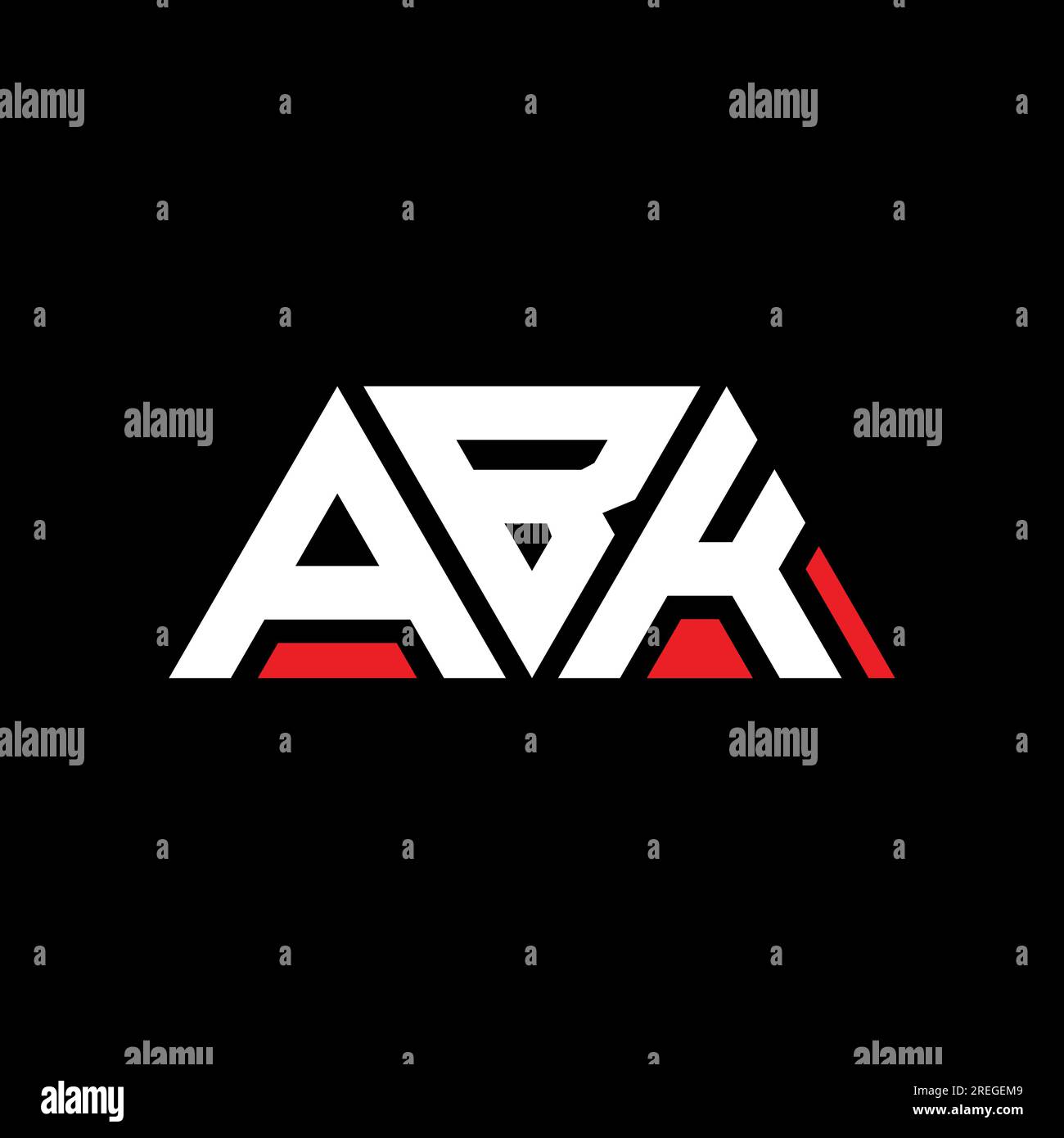 Logo lettre triangle ABK avec forme de triangle. Monogramme de logo triangle ABK. Modèle de logo vectoriel triangle ABK avec couleur rouge. ABK triangul Illustration de Vecteur