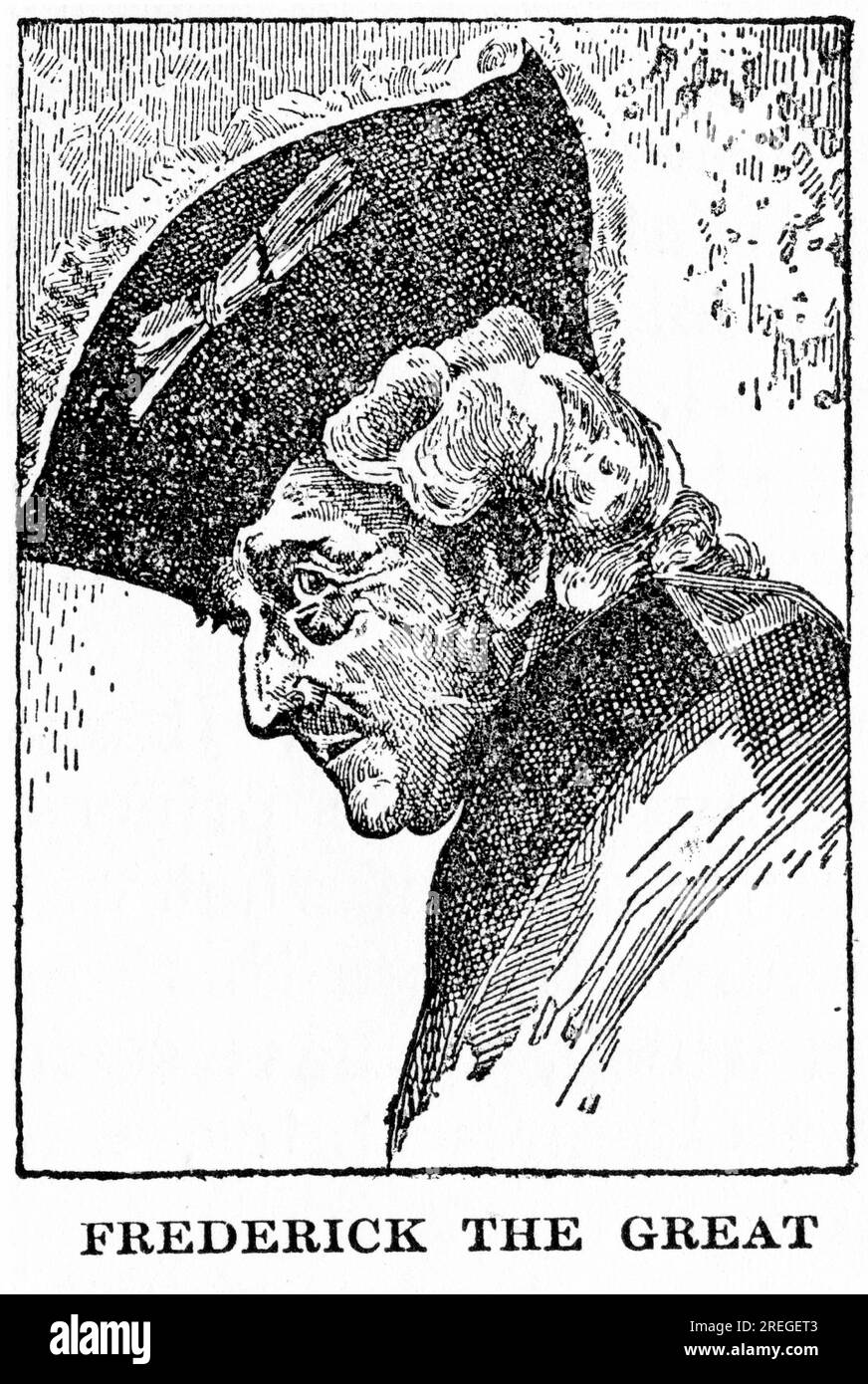 Portrait de Frédéric le Grea, alias Frédéric II (1712 – 1786) fut roi de Prusse de 1740 à 1772, et roi de Prusse de 1772 jusqu'à sa mort en 1786. Publié circa 1910 Banque D'Images