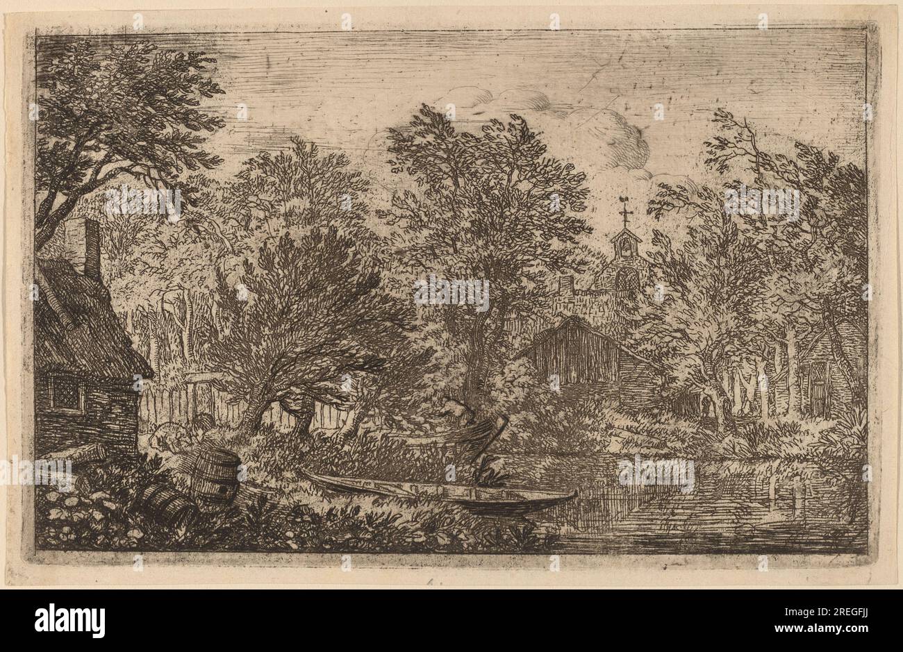 Estampe Gravure Pointe Sèche "Scène De Marché" Signée F. Gaal - Fin XIXe Début XXe - France