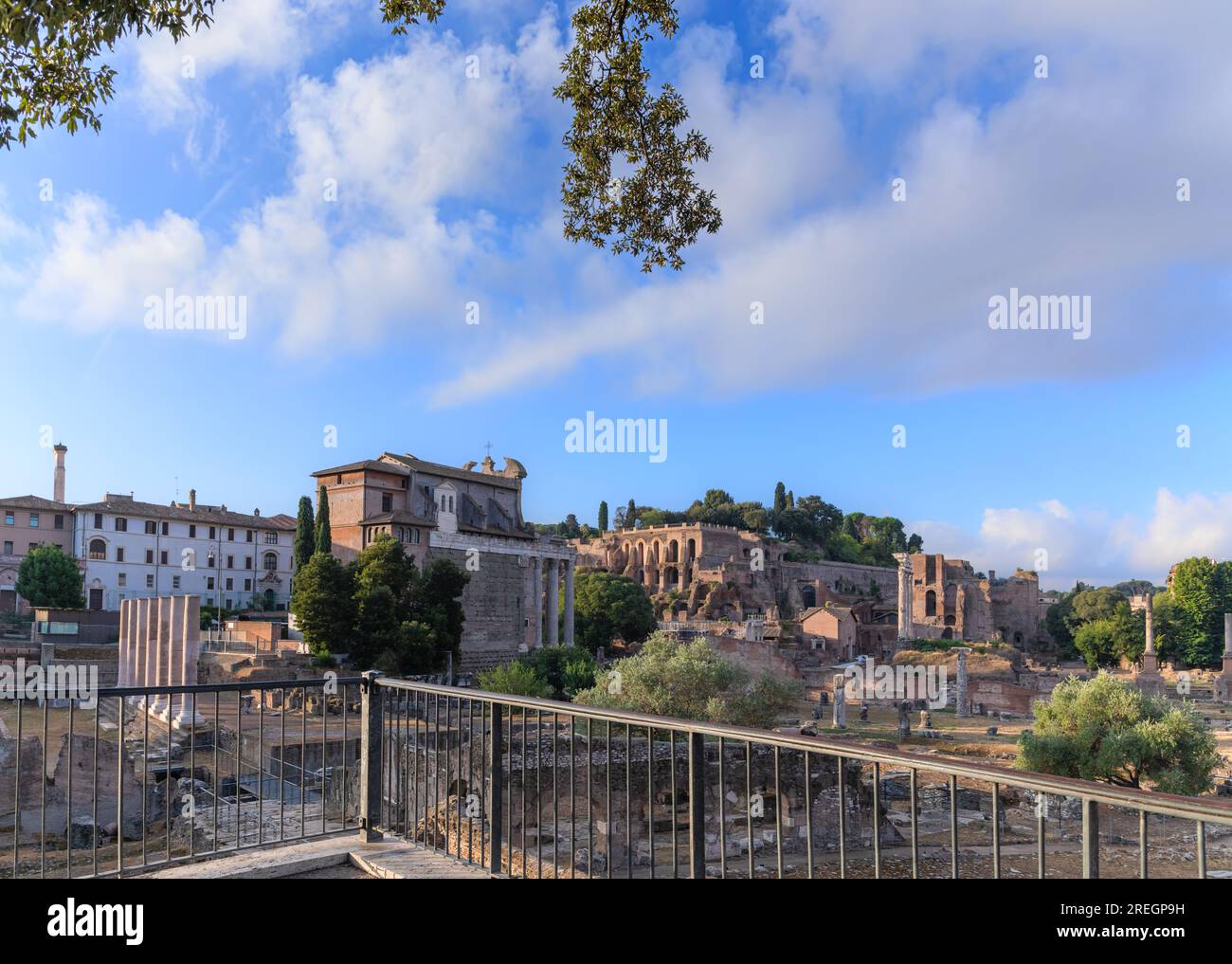 Vue du Forum romain vers la colline palatine à Rome, Italie. Banque D'Images