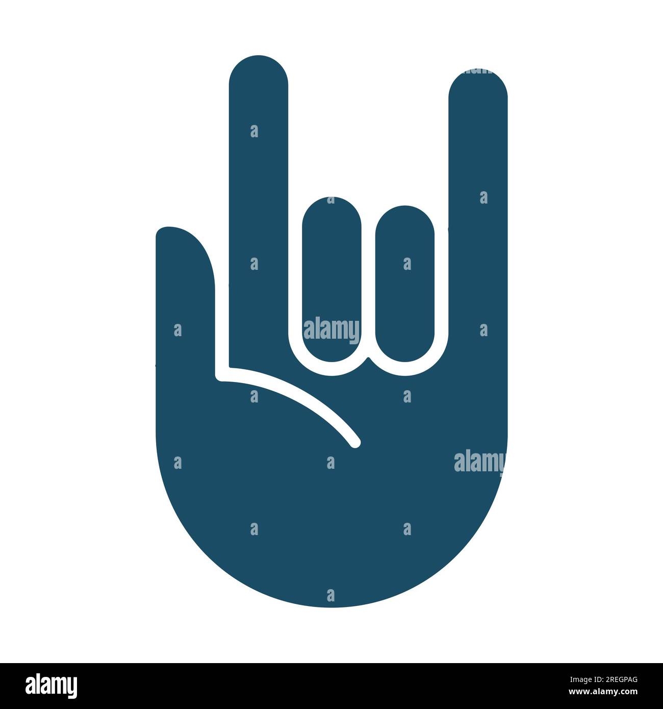 Devil Rock Horns geste de la main sur fond blanc. Illustration isolée. Banque D'Images