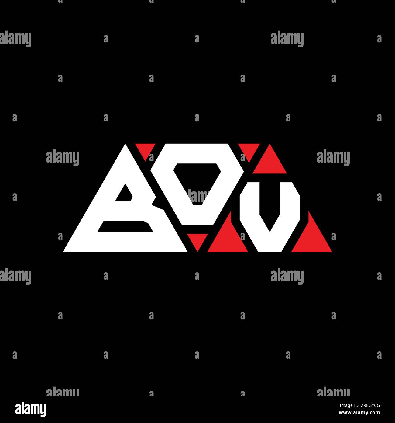 Logo lettre triangle BOV avec forme de triangle. Monogramme de logo triangle BOV. Modèle de logo vecteur triangle BOV avec couleur rouge. BOV triangul Illustration de Vecteur