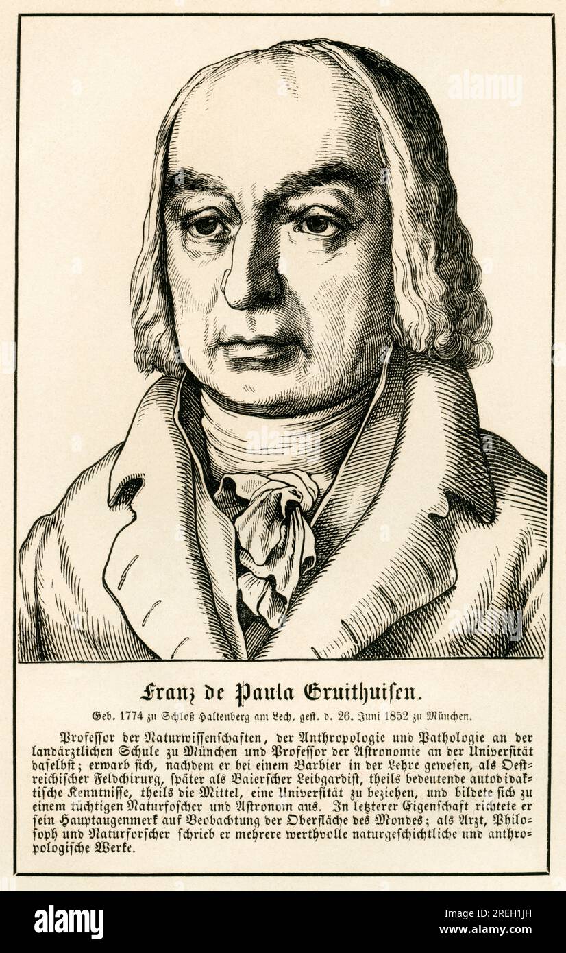 Europa, Deutschland, Bayern, München, Franz de Paula Gruithuisen , Naturforscher, Astronom und Philosoph , Motiv aus : Zweihundert Bildnisse und Lebensbeschreibungen berühmter deutscher Männer , Verlag von Georg Wigand, Leipzig , 1857 . / Europe, Allemagne, Bavière, Munich, Franz de Paula Gruithuisen , philosophe, astronome et naturaliste, image tirée de Zweihundert Bildnisse und Lebensbeschreibungen berühmter deutscher Männer ( deux cents portraits et biographies d'Allemands connus ), maison d'édition Georg Wigand , Leipzig, 1857 . Banque D'Images