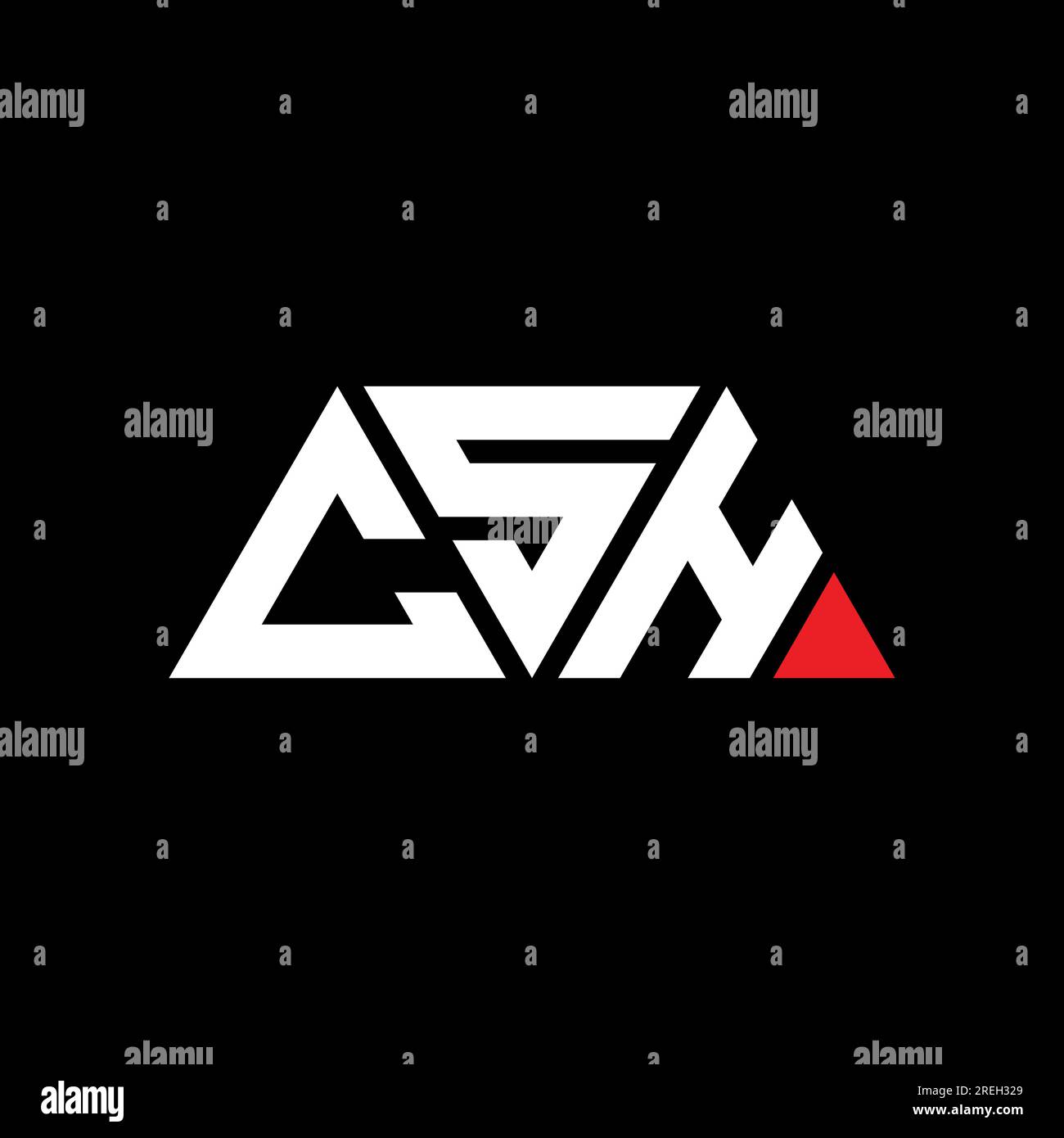 Logo de lettre triangle CSH avec forme de triangle. Monogramme de logo triangle CSH. Modèle de logo vectoriel triangle CSH avec couleur rouge. CSH triangul Illustration de Vecteur