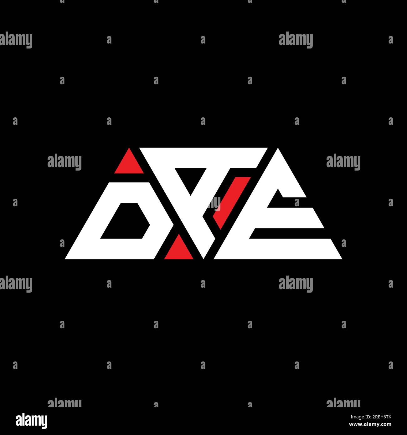 Logo lettre triangle DAE avec forme de triangle. Monogramme de logo triangle DAE. Modèle de logo vectoriel triangle DAE avec couleur rouge. DAE triangul Illustration de Vecteur