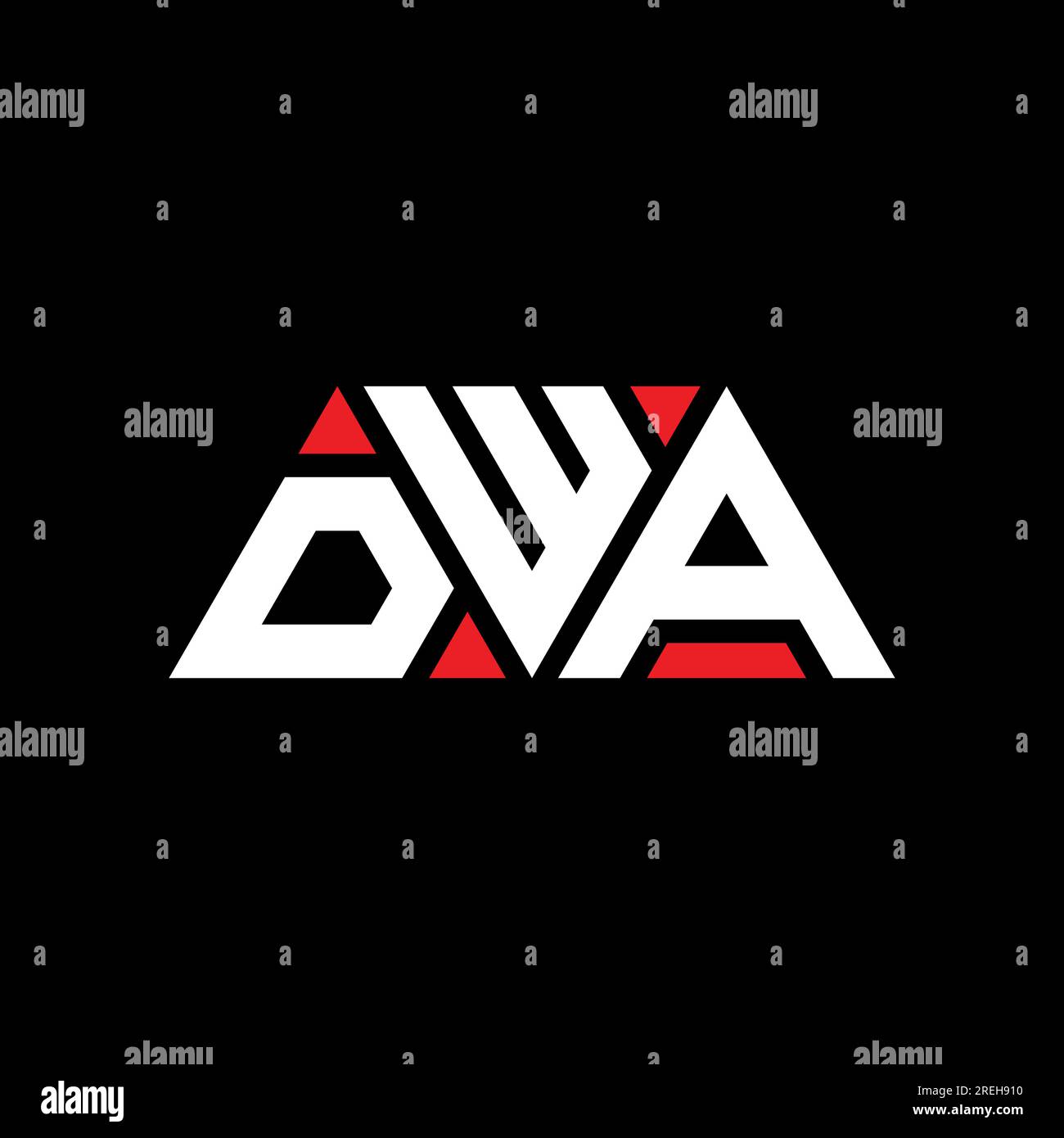 Logo DWA avec lettre triangle en forme de triangle. Monogramme de logo triangle DWA. Modèle de logo vecteur triangle DWA avec couleur rouge. DWA triangul Illustration de Vecteur
