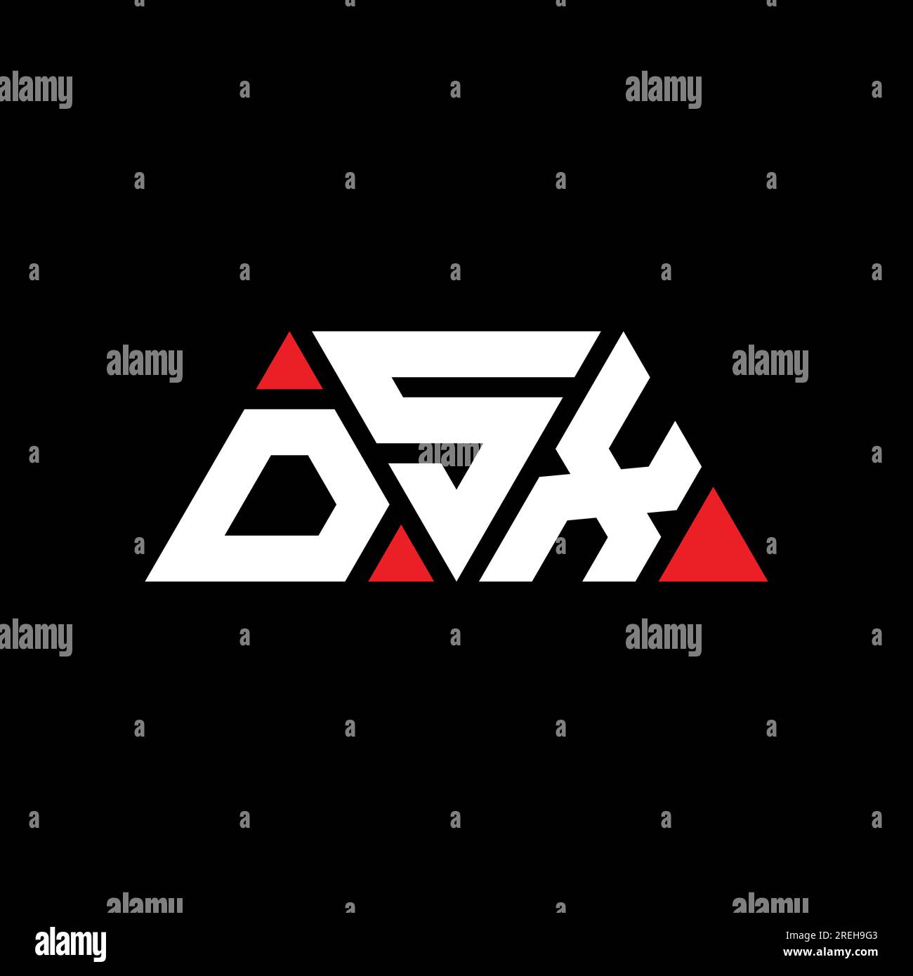 Logo de lettre triangle DSX avec forme de triangle. Monogramme de conception de logo triangle DSX. Modèle de logo vectoriel triangle DSX avec couleur rouge. DSX triangul Illustration de Vecteur