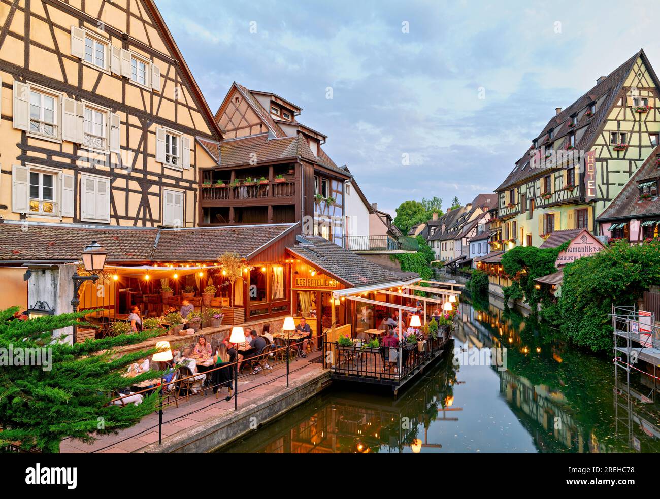 Colmar Alsace France. Route des vins d'Alsace. Les maisons à pans de bois de la petite Venise Banque D'Images