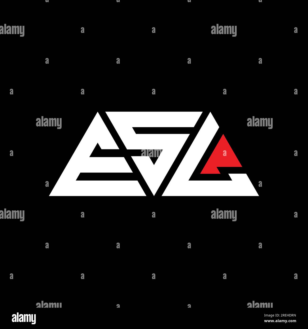 Logo de lettre triangle ESL avec forme de triangle. Monogramme de logo triangle ESL. Modèle de logo vectoriel triangle ESL avec couleur rouge. ESL triangul Illustration de Vecteur