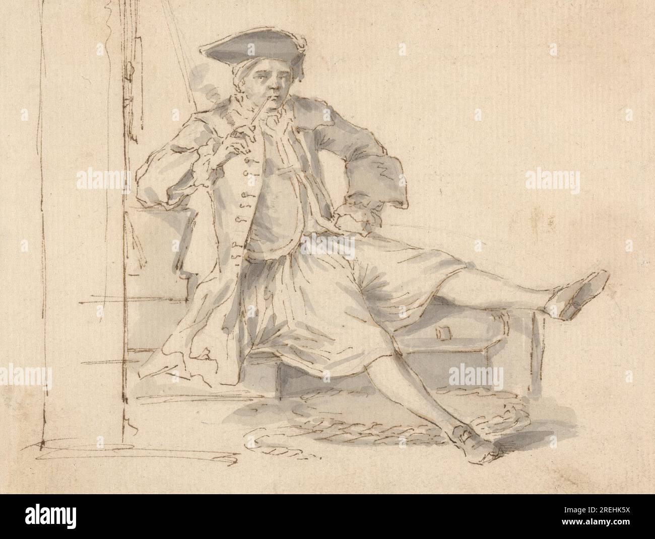 Officier de marine assis Smoking par Louis-Philippe Boitard Banque D'Images