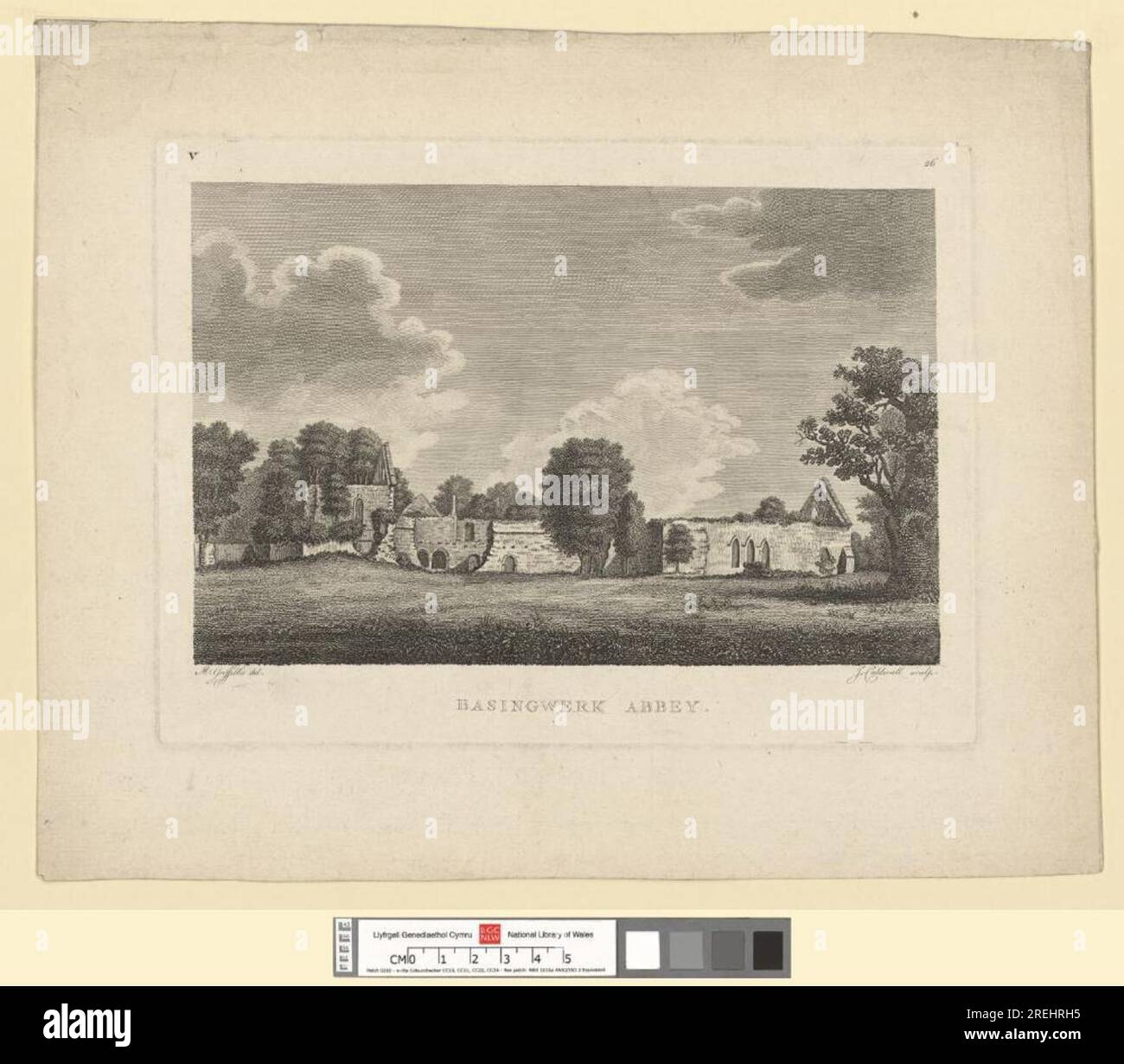 Abbaye de Basingwerk vers 1800 par James Caldwall Banque D'Images