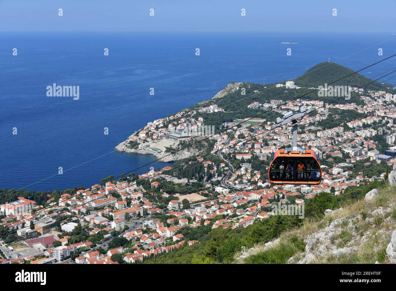 Téléphérique de Dubrovnik ascendant le mont SRD Banque D'Images