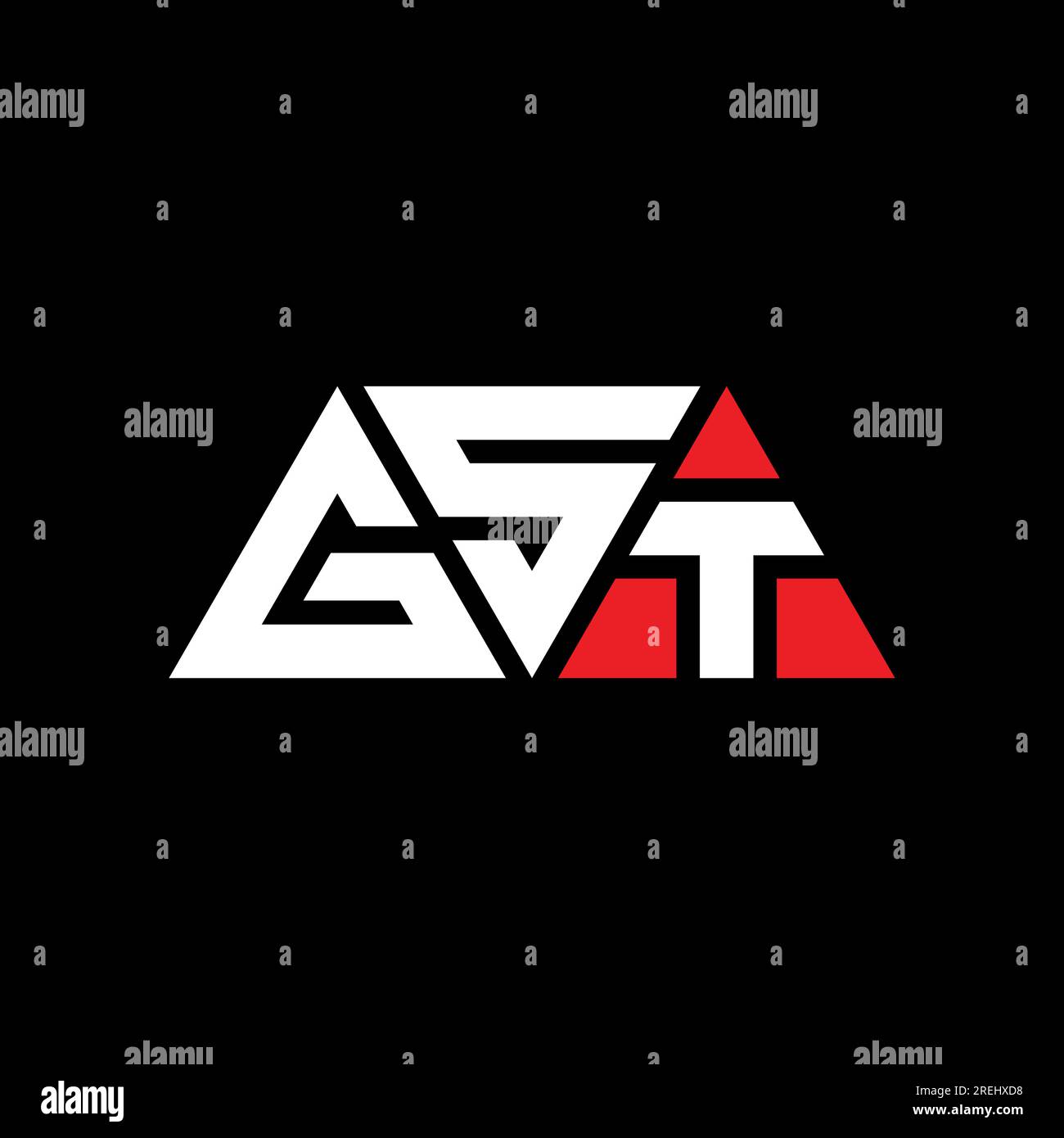 Logo de lettre triangle GST avec forme de triangle. Monogramme de logo triangle GST. Modèle de logo vecteur triangle GST avec couleur rouge. Triangul GST Illustration de Vecteur