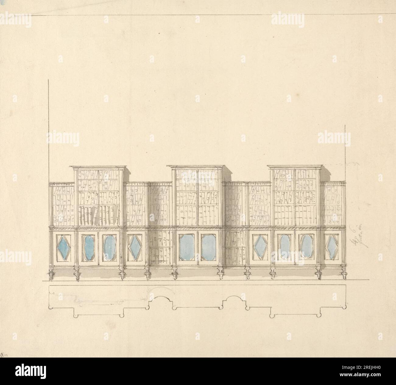 Design pour une bibliothèque par Charles Heathcote Tatham Banque D'Images