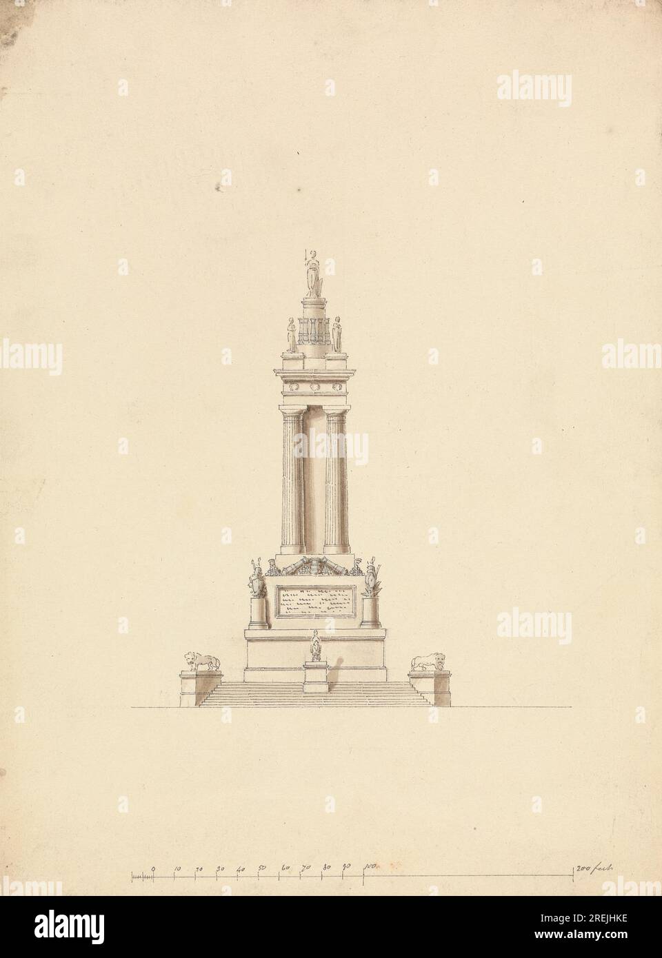 Design for a Naval Monument : Elevation 1799 par Charles Heathcote Tatham Banque D'Images