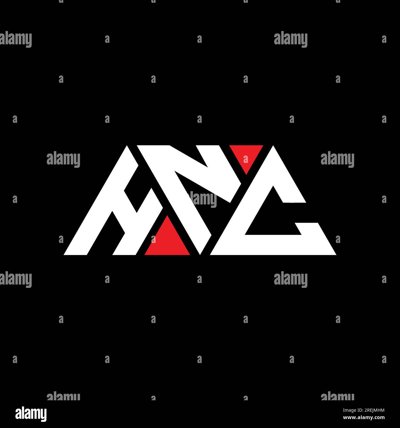 Logo de lettre triangle HNC avec forme de triangle. Monogramme de conception de logo triangle HNC. Modèle de logo vecteur triangle HNC avec couleur rouge. HNC triangul Illustration de Vecteur