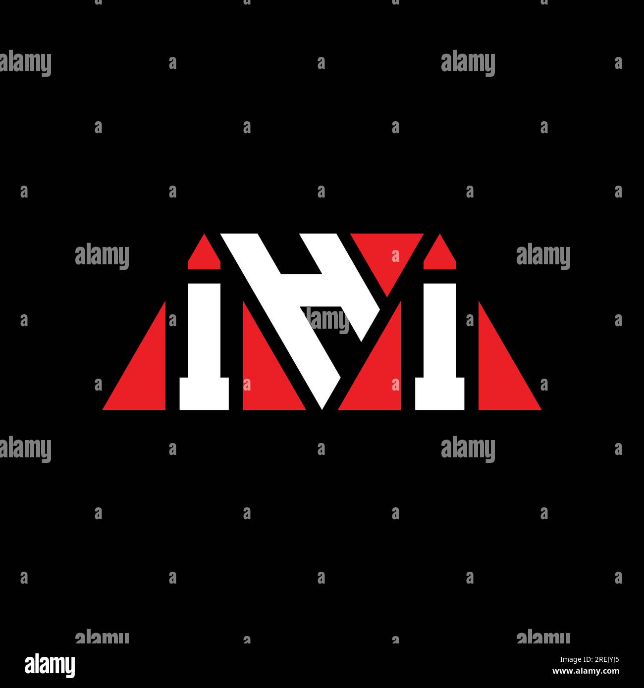 Logo de lettre triangle IHI avec forme de triangle. Monogramme de logo triangle IHI. Modèle de logo vecteur triangle IHI avec couleur rouge. IHI triangul Illustration de Vecteur