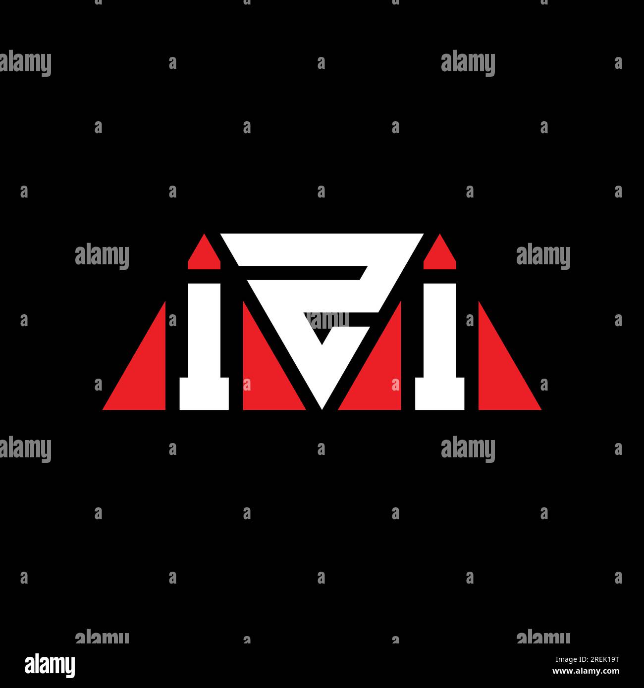 Logo de lettre triangle IZI avec forme de triangle. Monogramme de logo triangle IZI. Modèle de logo vectoriel triangle IZI avec couleur rouge. IZI triangul Illustration de Vecteur
