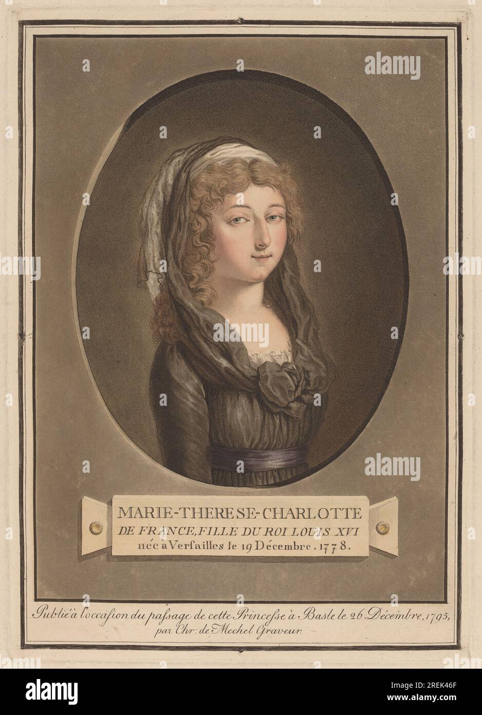 Christian von Mechel d'après Antoine-François Sergent, Marie-Thérèse-Charlotte, duchesse de Angoulême, 1795, aquatinte couleur, Collection Widener, 1942,9,2468' Banque D'Images