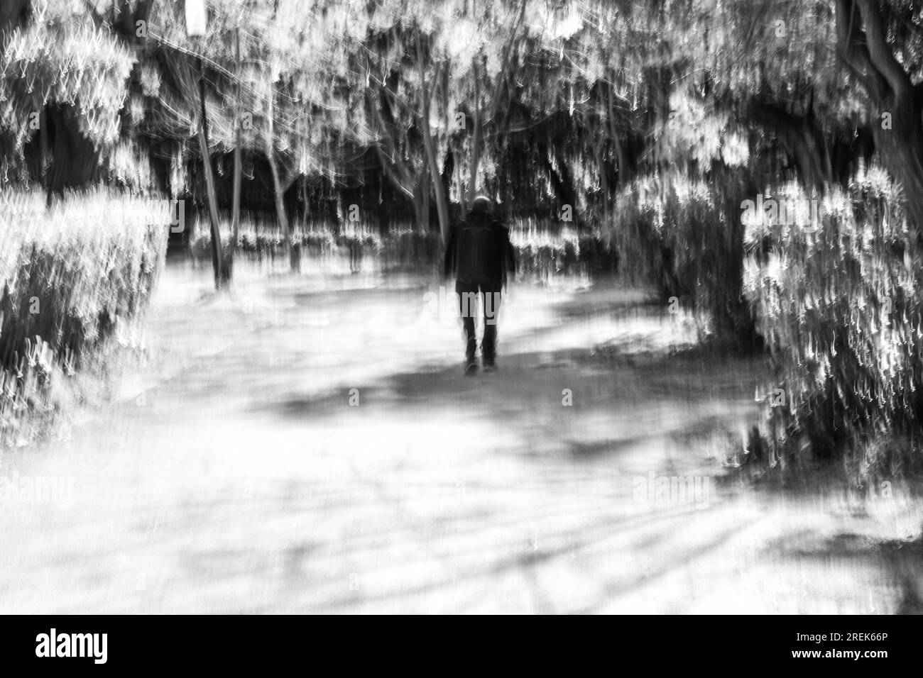 Photographie abstraite. Délibérément secoué, flou, exposé de manière incohérente. Photographie de rue créative traitée numériquement. Banque D'Images