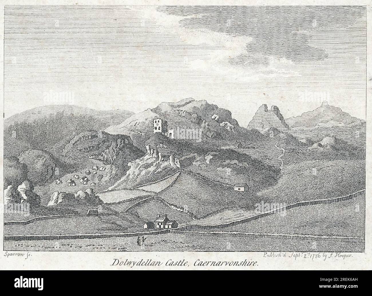 Château de Dolwyddellan, Caernarvonshire 1786 par Samuel Sparrow Banque D'Images