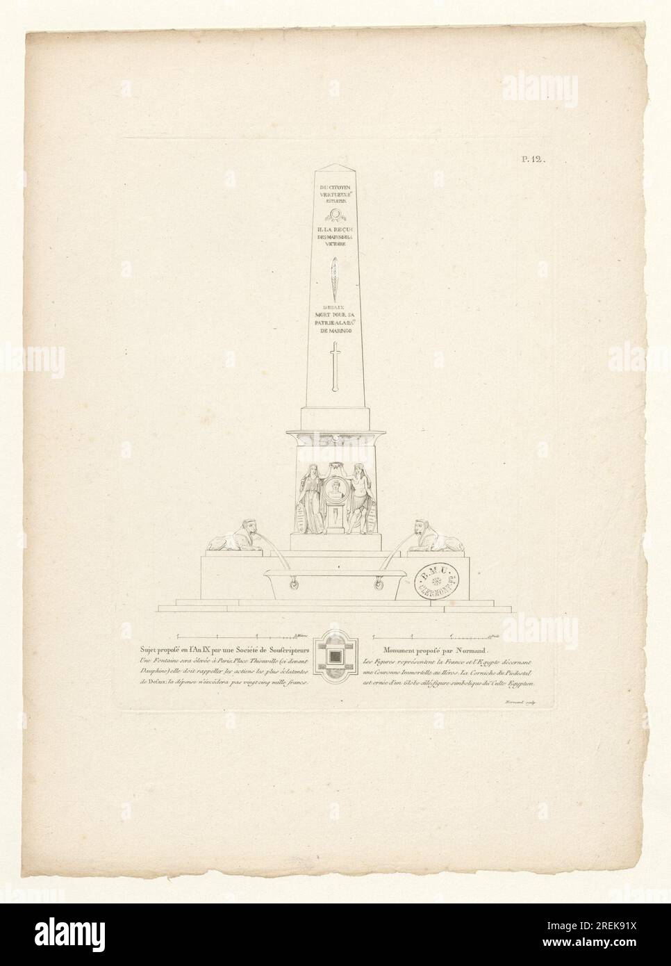 [Projet de fontaine en mémoire du général Louis Desaix] ; Monument proposé par Normand BOYER 801 par Charles Normand Banque D'Images