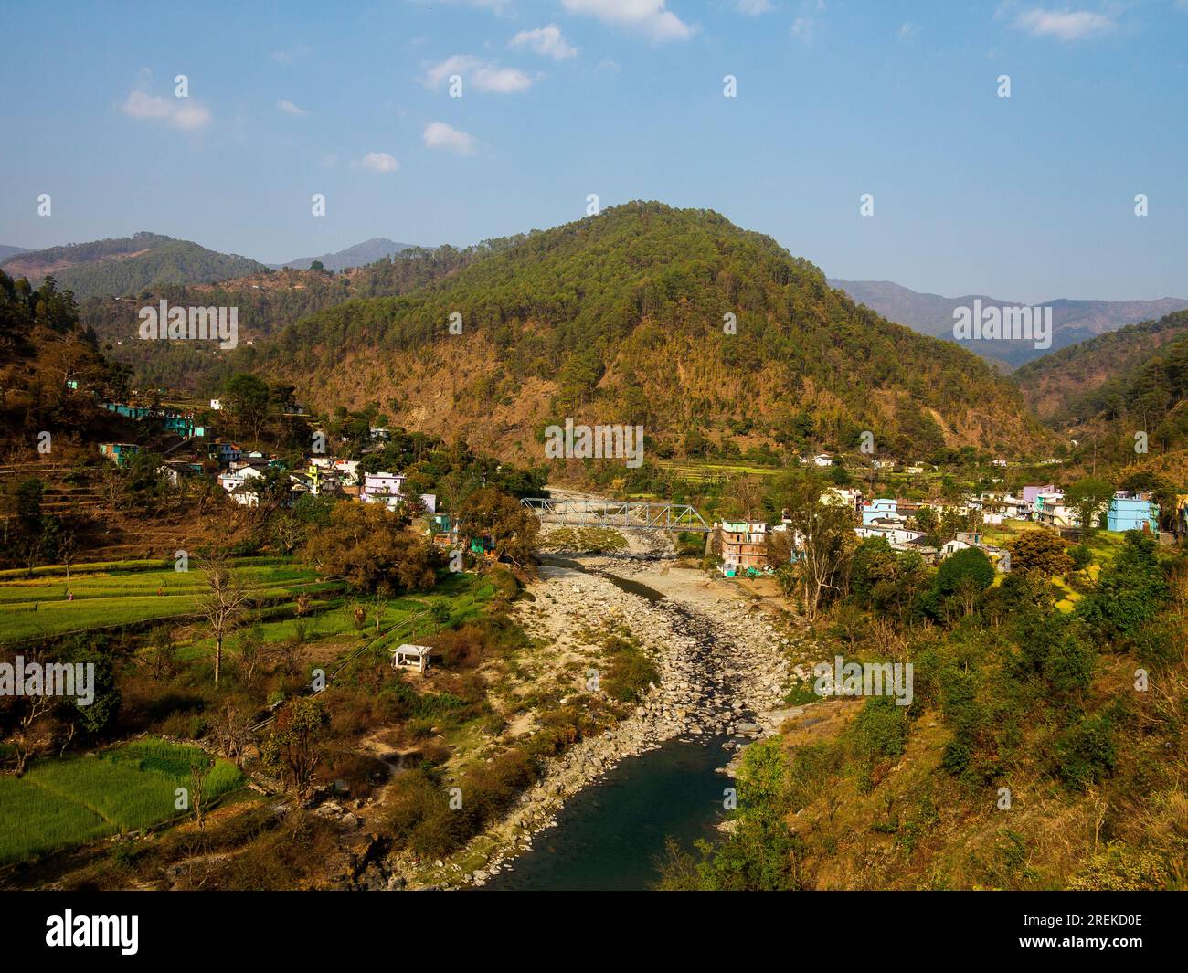 Village de Khansyun, l'une des zones où le tigre mangeeur de Chowgarh opérait, Kumaon Hills, Uttarakhand, Inde Banque D'Images