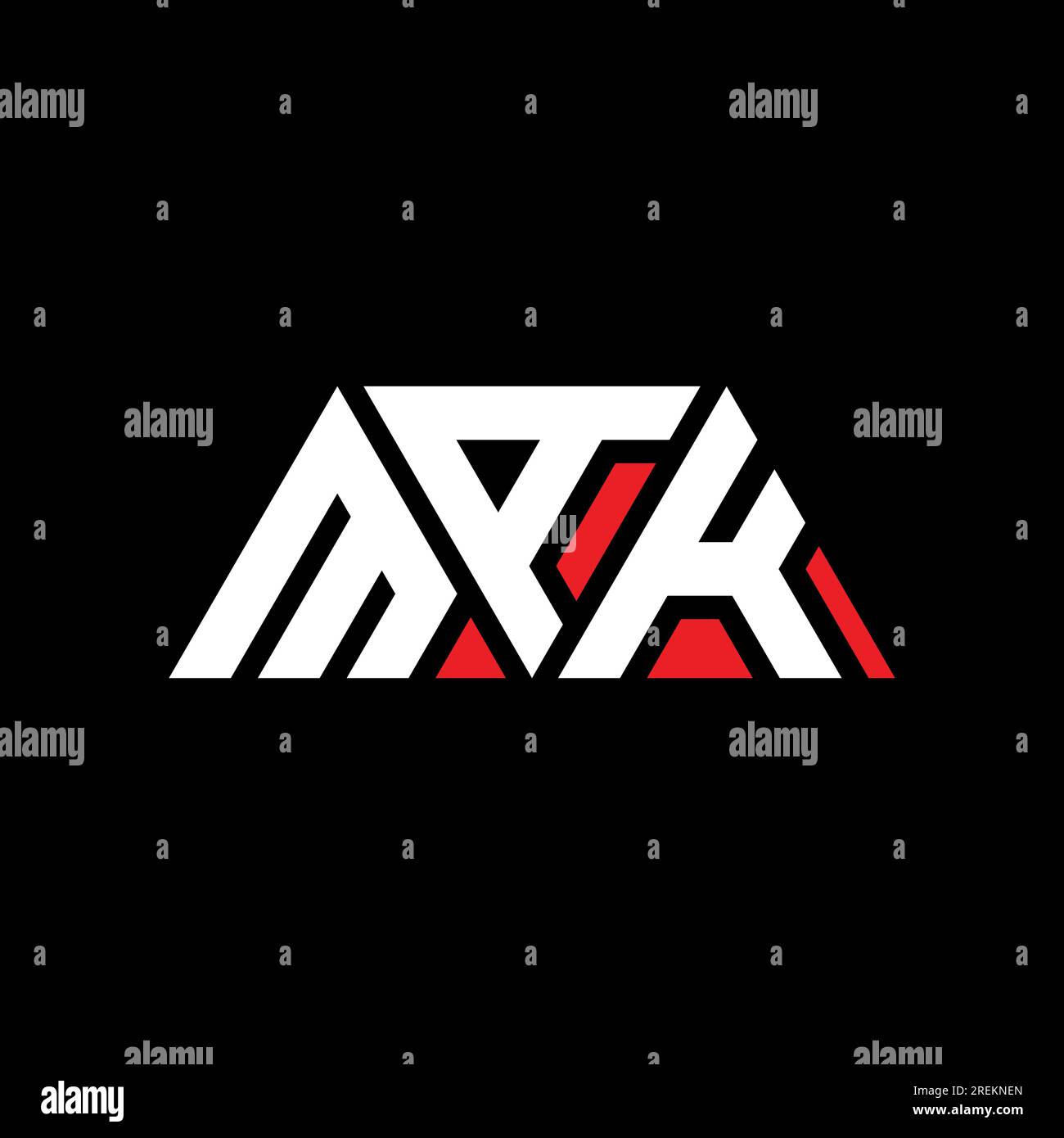 Logo de lettre triangle MAK avec forme de triangle. Monogramme de logo triangle MAK. Modèle de logo vecteur triangle MAK avec couleur rouge. MAK triangul Illustration de Vecteur