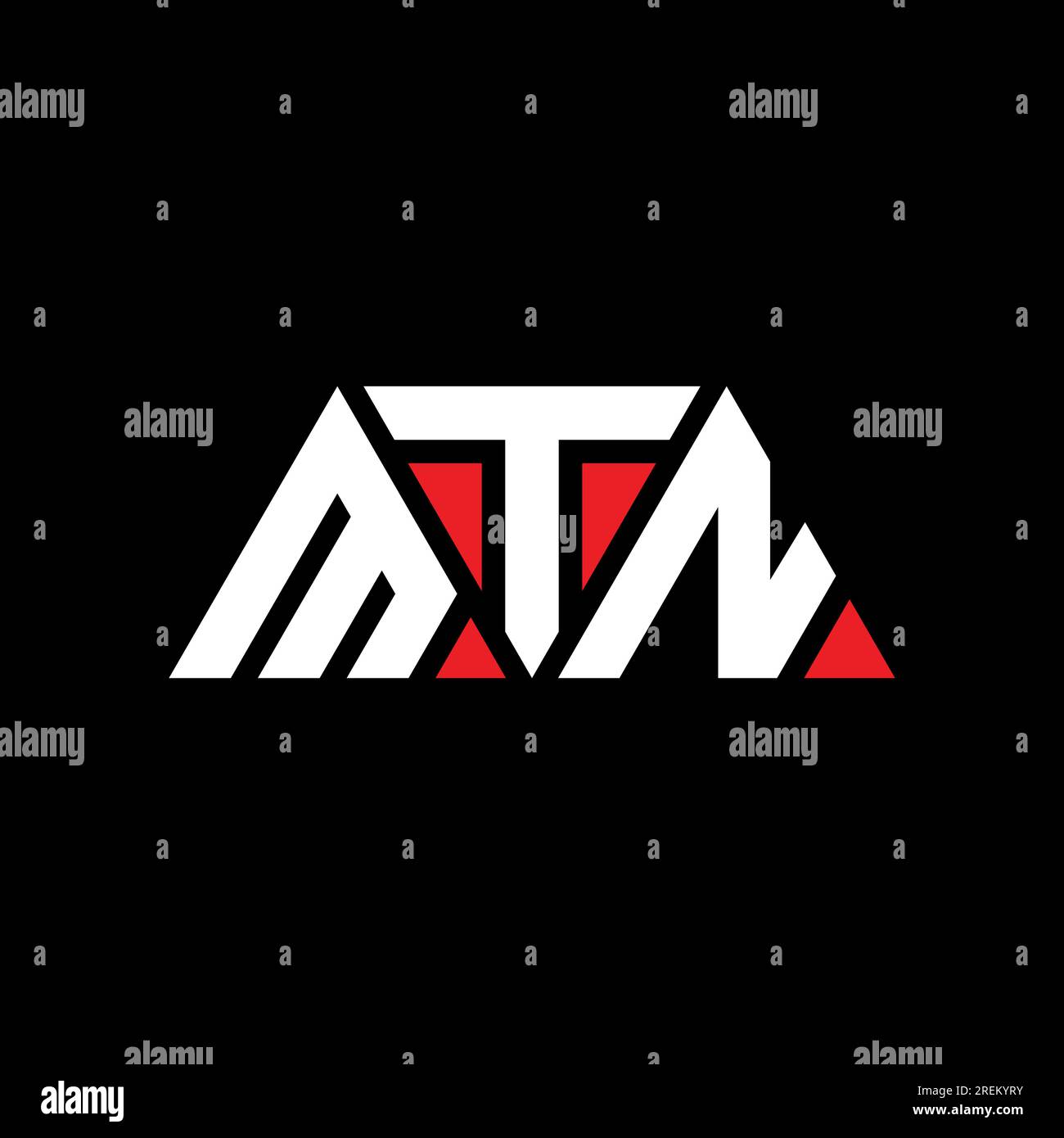 Logo lettre triangle MTN avec forme de triangle. Monogramme de logo triangle MTN. Modèle de logo vecteur triangle MTN avec couleur rouge. MTN triangul Illustration de Vecteur