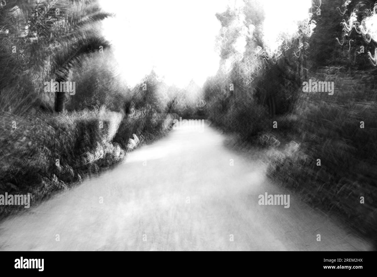 Photographie abstraite. Délibérément secoué, flou, exposé de manière incohérente. Photographie de rue créative traitée numériquement. Banque D'Images