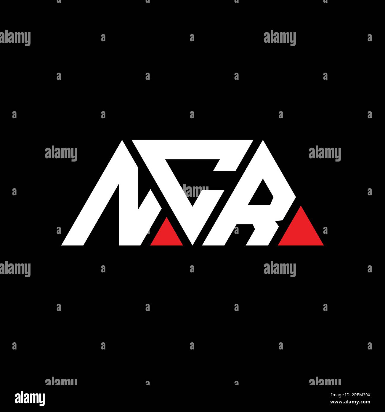 Logo de lettre triangle NCR avec forme de triangle. Monogramme de logo triangle NCR. Modèle de logo vectoriel triangle NCR avec couleur rouge. NCR triangul Illustration de Vecteur
